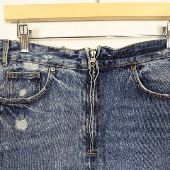 Zara TRF Distressed Asymmetrical Denim Skirt Size M - Picture 5 of 6